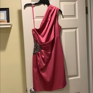 Magenta one shoulder dress